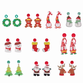 Wholesale Christmas Tree Cartoon Elk Acrylic Earrings