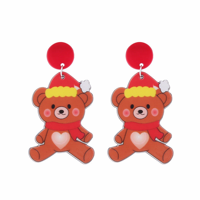 Wholesale Christmas Tree Cartoon Elk Acrylic Earrings