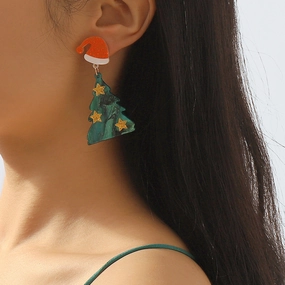 Wholesale Christmas Tree Creative Niche Fashion Acrylic Earrings