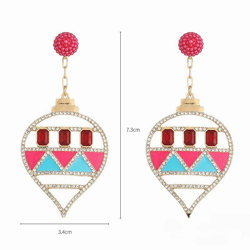 Wholesale Christmas Tree Diamond Copper Earrings