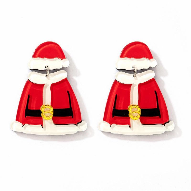 Wholesale Christmas Tree Diamond Studded Resin Christmas Star Earrings