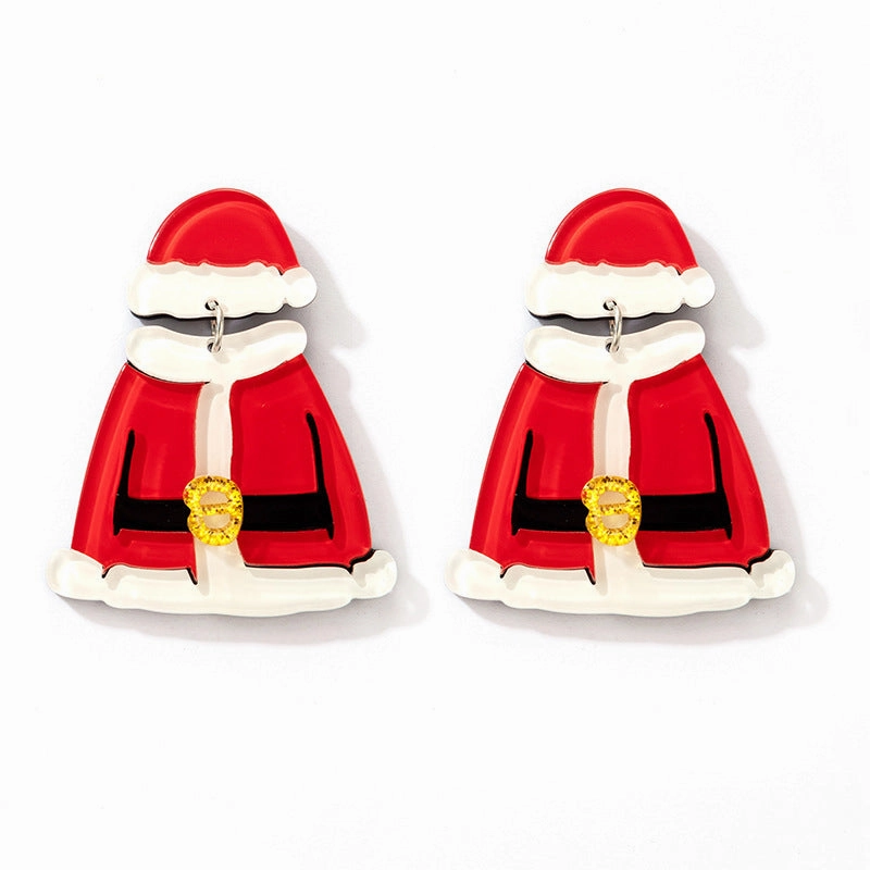 Wholesale Christmas Tree Diamond Studded Resin Christmas Star Earrings