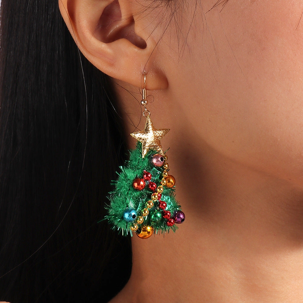 Wholesale Christmas Tree Diy Felt Plastic Earrings