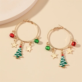 Wholesale Christmas Tree Geometry Fashion Zinc Alloy Earrings
