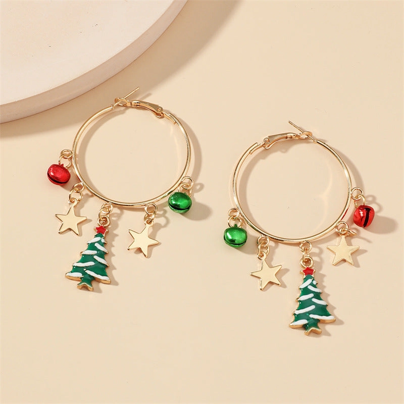 Wholesale Christmas Tree Geometry Fashion Zinc Alloy Earrings