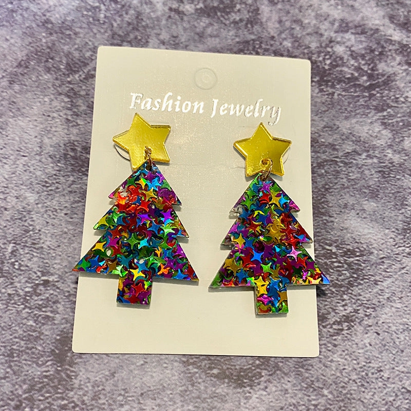 Wholesale Christmas Tree Glitter Mirror Acrylic Earrings