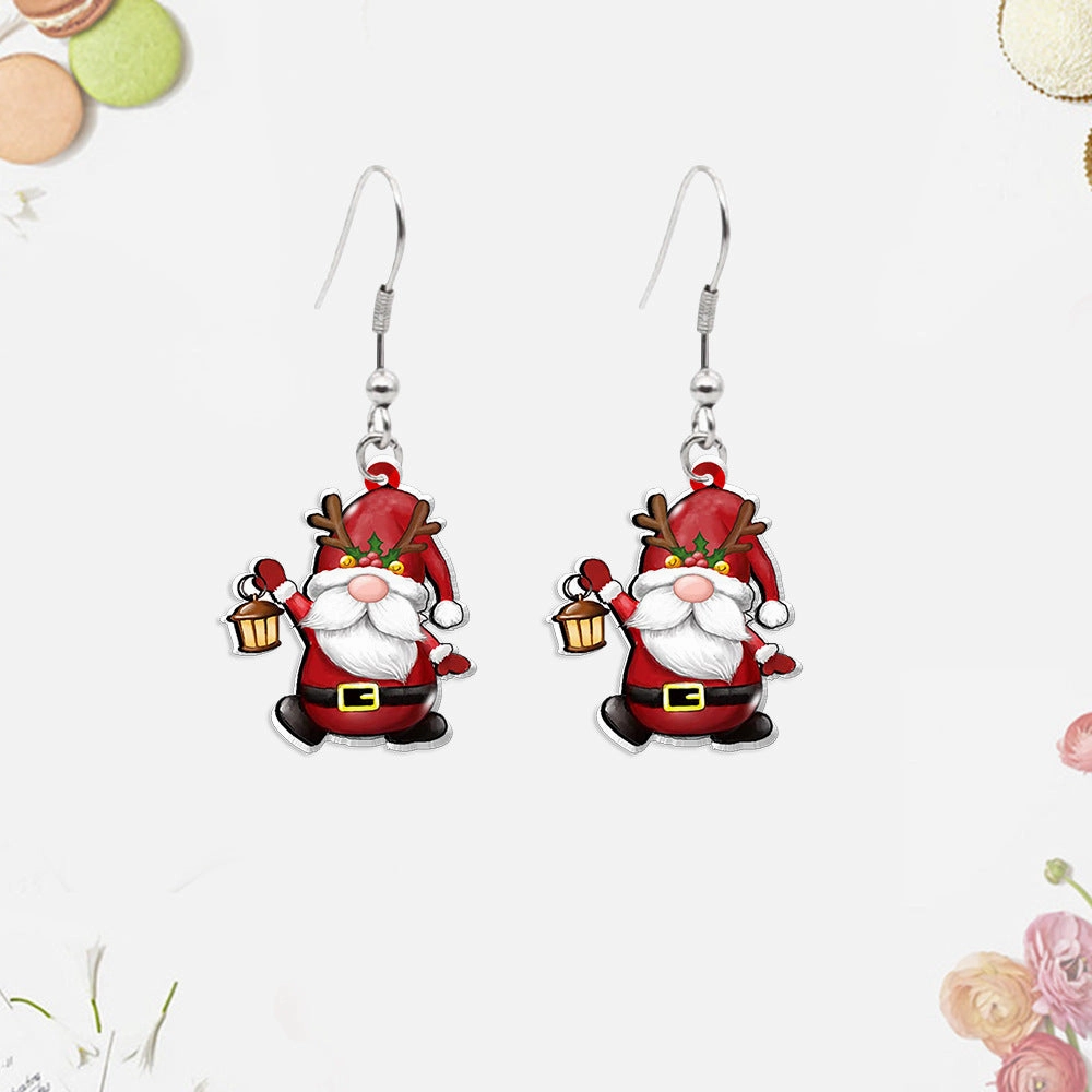 Wholesale Christmas Tree Gnome Acrylic Earrings