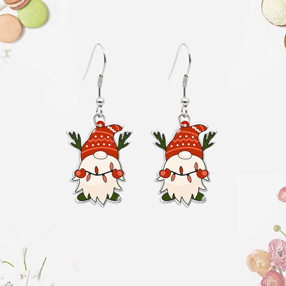 Wholesale Christmas Tree Gnome Acrylic Earrings