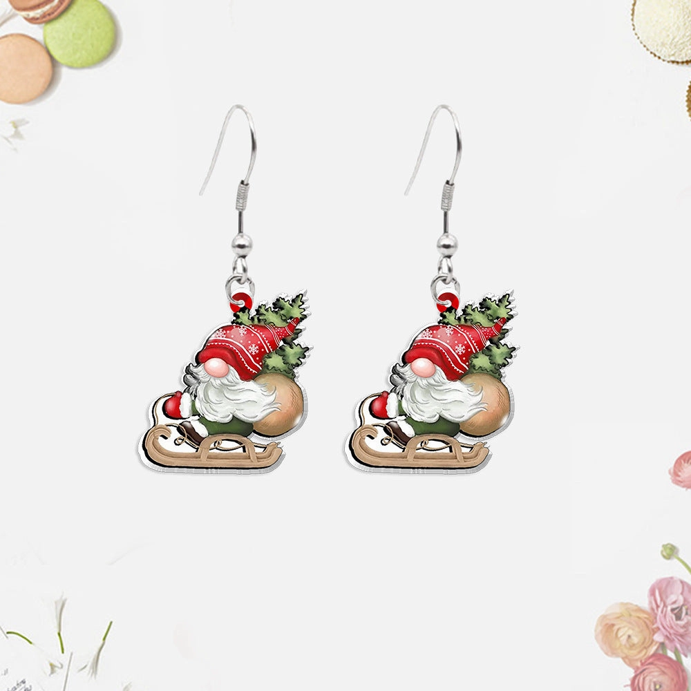Wholesale Christmas Tree Gnome Acrylic Earrings