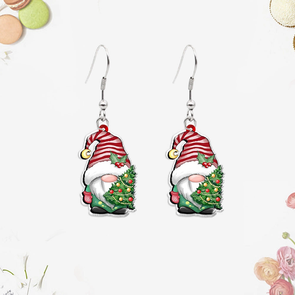 Wholesale Christmas Tree Gnome Acrylic Earrings