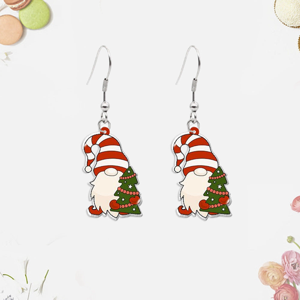 Wholesale Christmas Tree Gnome Acrylic Earrings