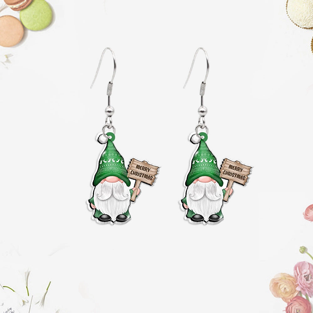 Wholesale Christmas Tree Gnome Acrylic Earrings