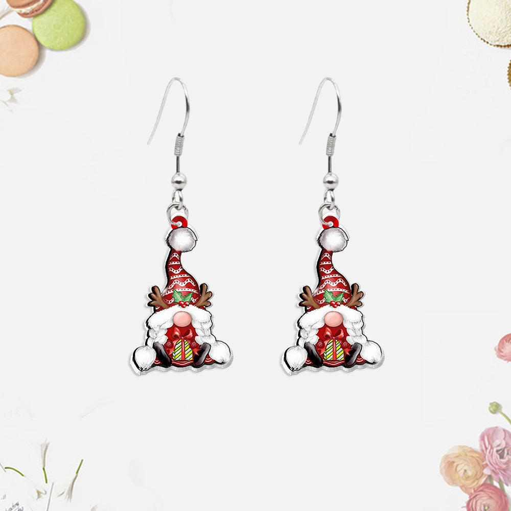 Wholesale Christmas Tree Gnome Acrylic Earrings