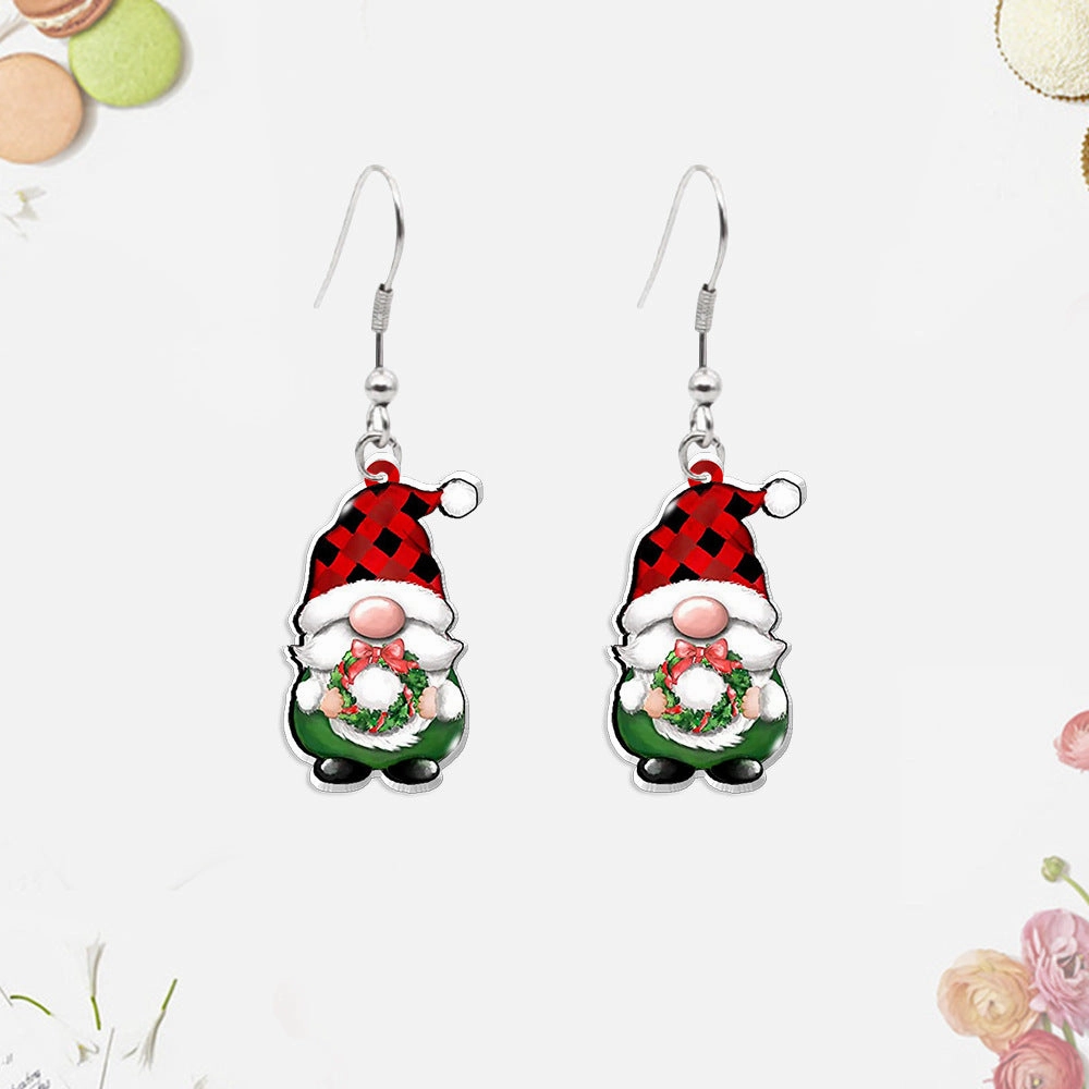 Wholesale Christmas Tree Gnome Acrylic Earrings