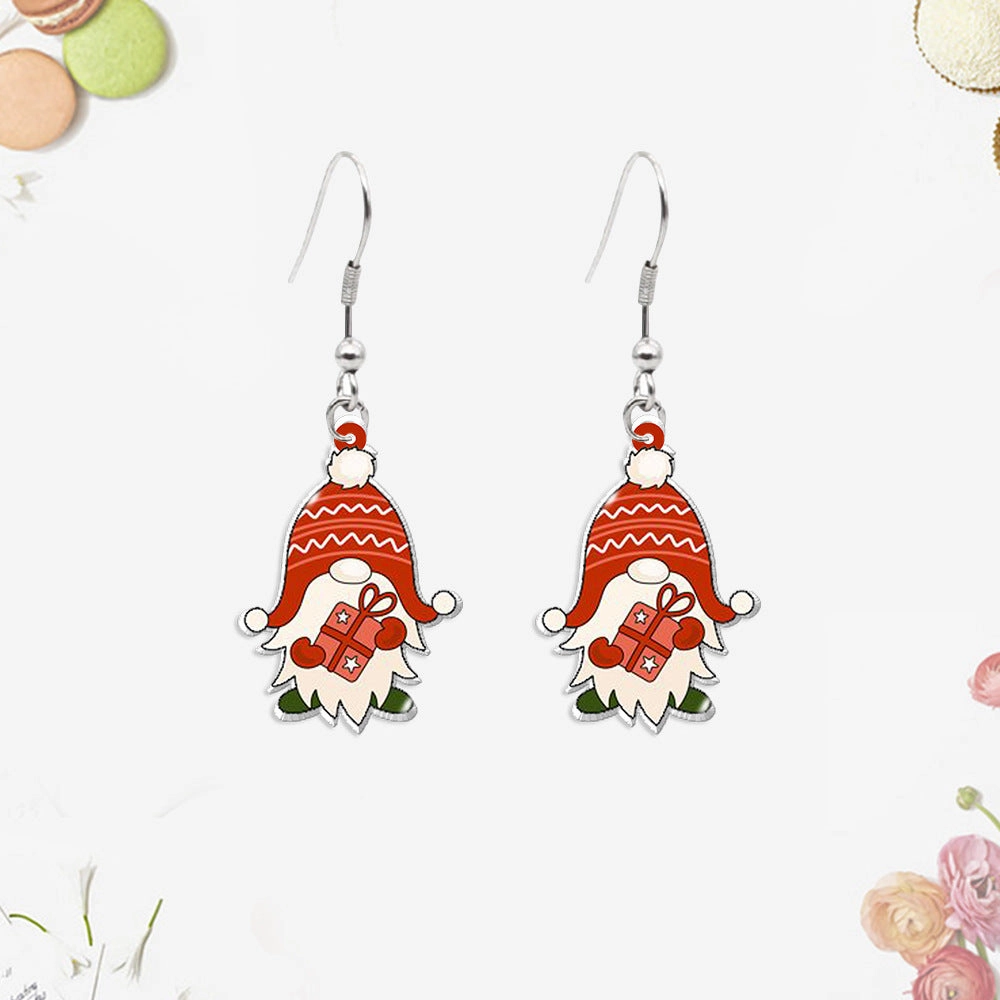 Wholesale Christmas Tree Gnome Acrylic Earrings