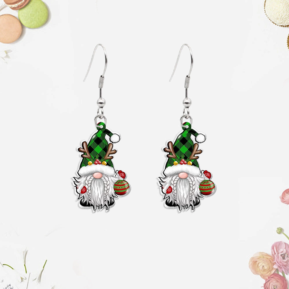 Wholesale Christmas Tree Gnome Acrylic Earrings