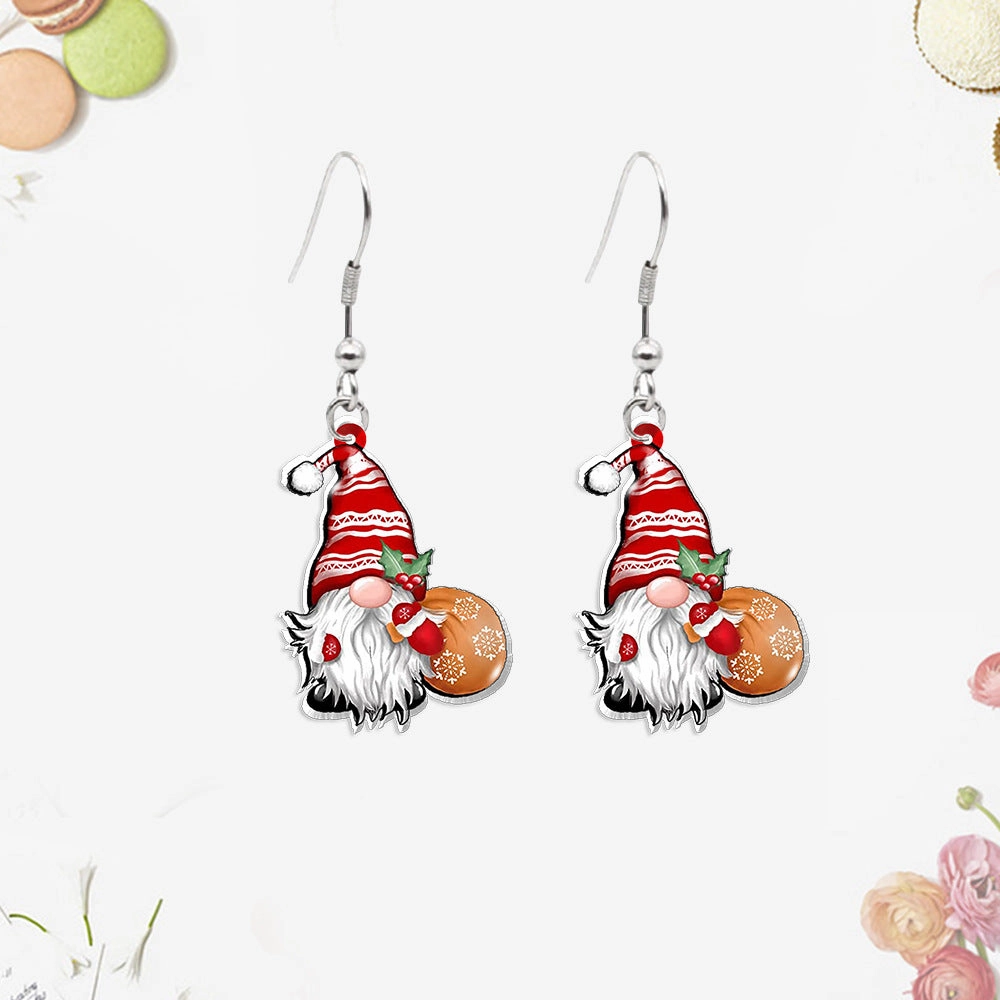 Wholesale Christmas Tree Gnome Acrylic Earrings