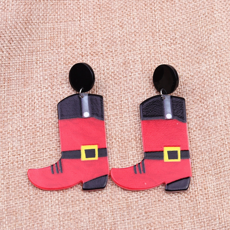 Wholesale Christmas Tree Hats Boots Acrylic Earrings