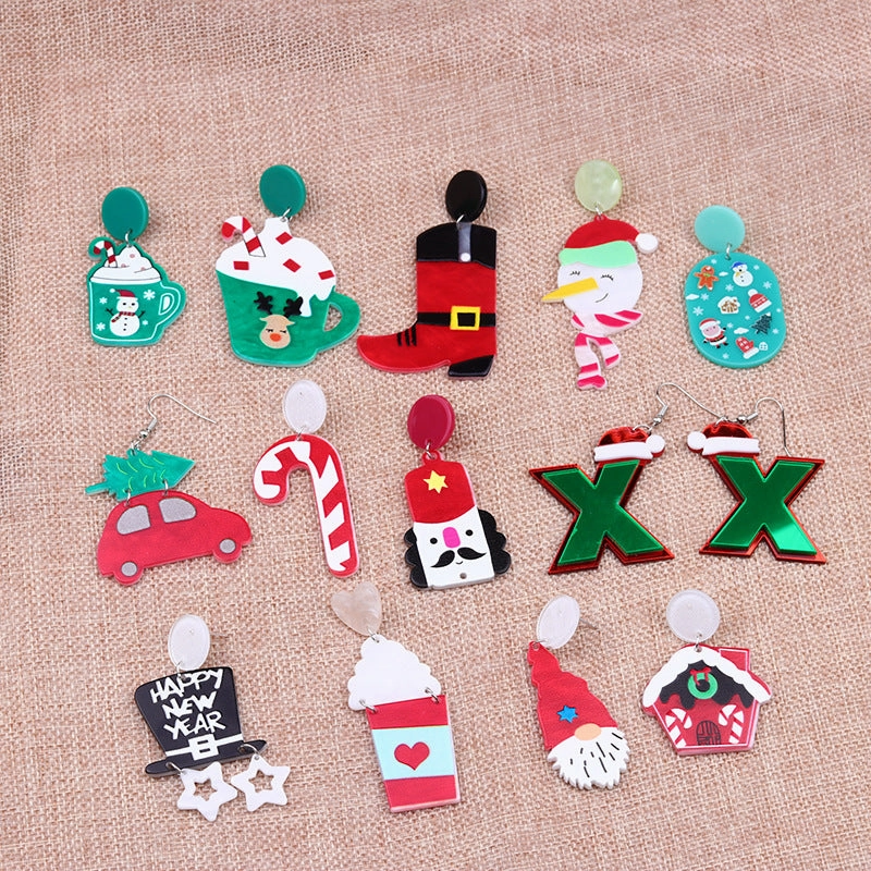Wholesale Christmas Tree Hats Boots Acrylic Earrings