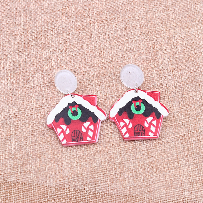 Wholesale Christmas Tree Hats Boots Acrylic Earrings