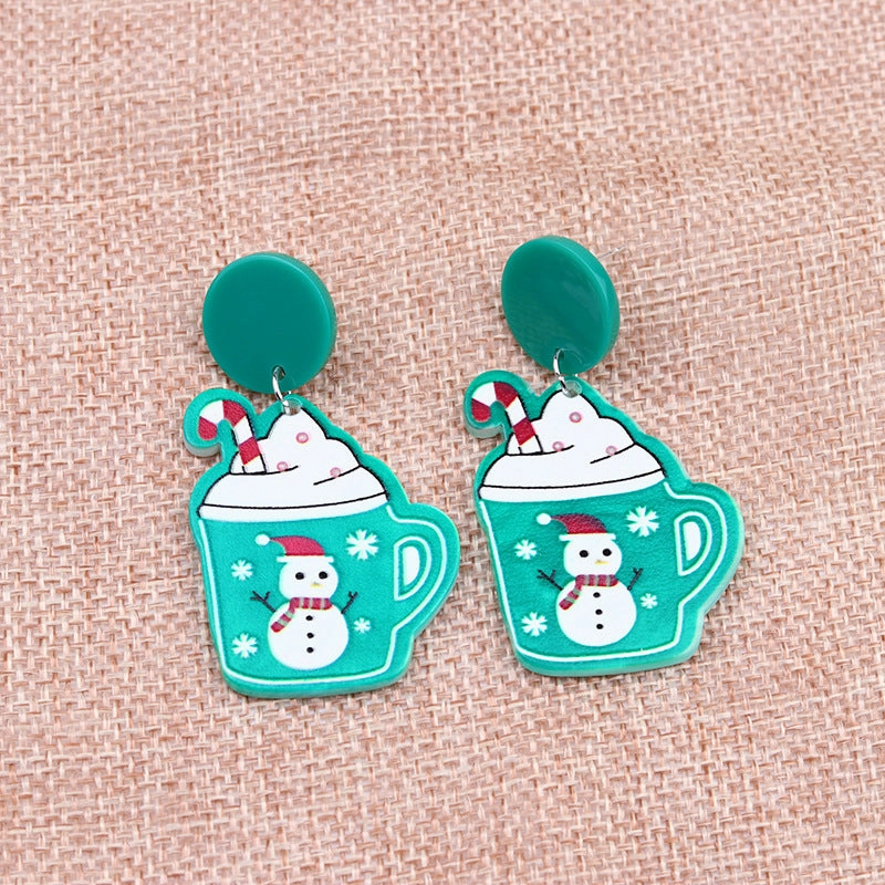 Wholesale Christmas Tree Hats Boots Acrylic Earrings