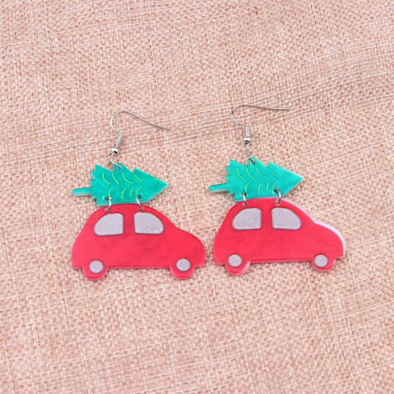Wholesale Christmas Tree Hats Boots Acrylic Earrings
