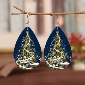 Wholesale Christmas Tree Leather Earrings