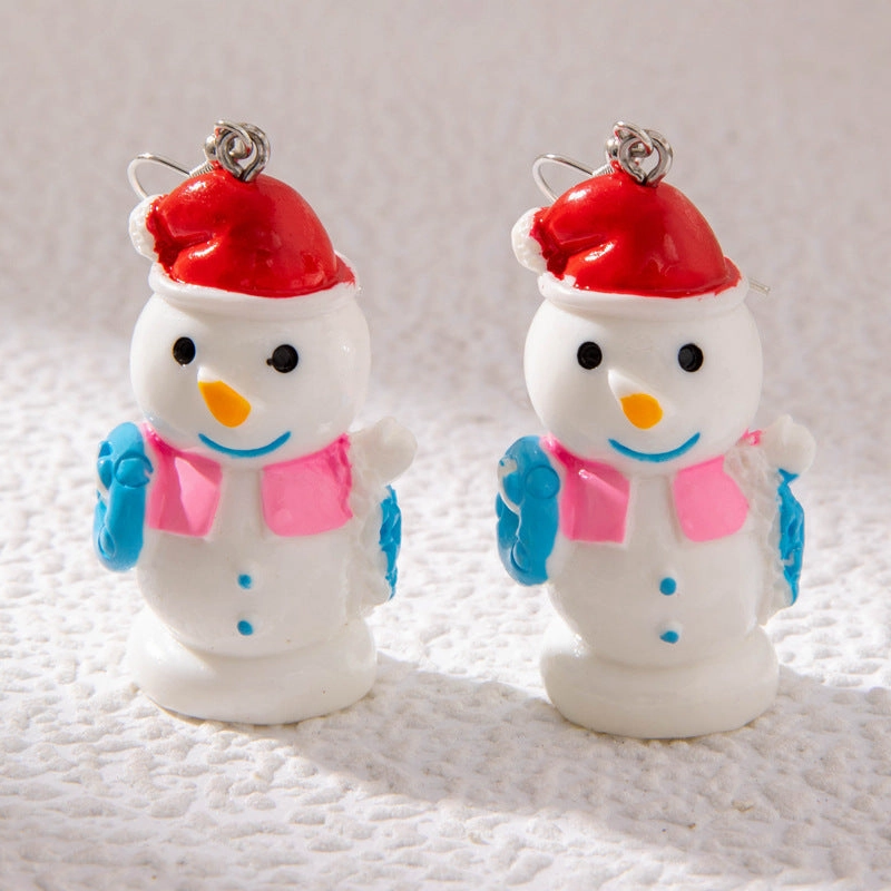 Wholesale Christmas Tree Penguin Dripping Oil Santa Hat Old Man Earrings