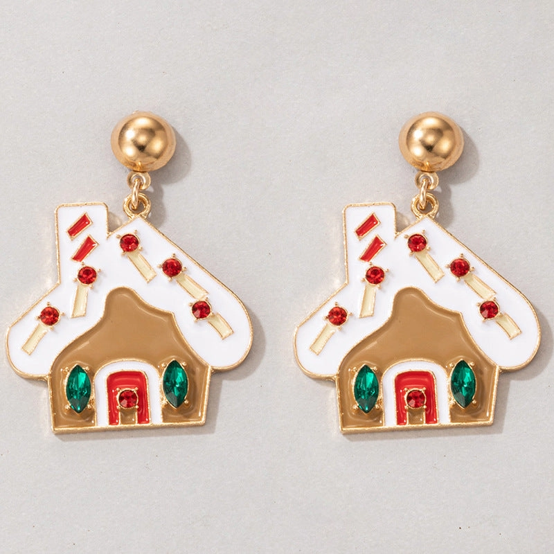 Wholesale Christmas Tree Red and Green Socks Christmas Elk Earrings