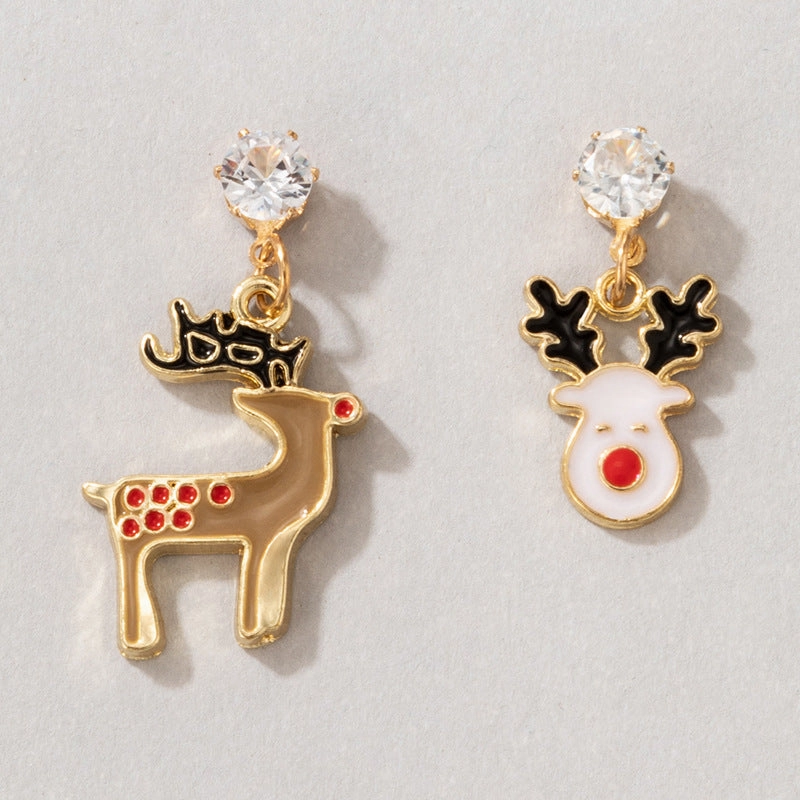 Wholesale Christmas Tree Red and Green Socks Christmas Elk Earrings