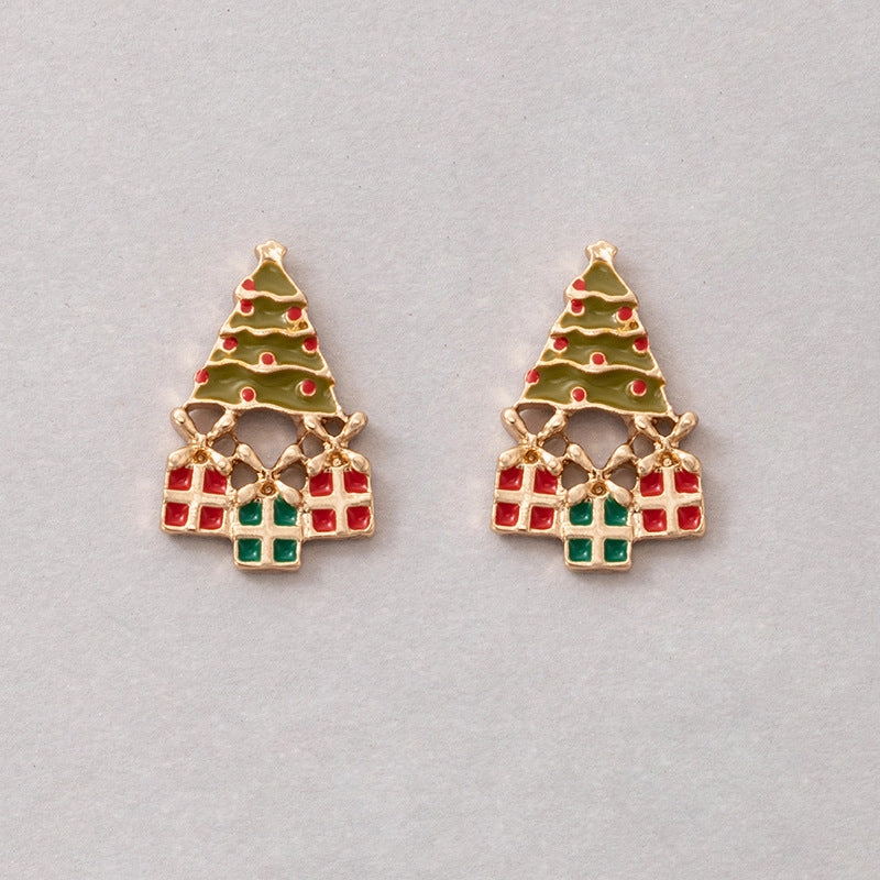 Wholesale Christmas Tree Red and Green Socks Christmas Elk Earrings