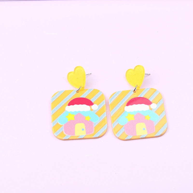 Wholesale Christmas Tree Santa Claus Snowman Acrylic Earrings