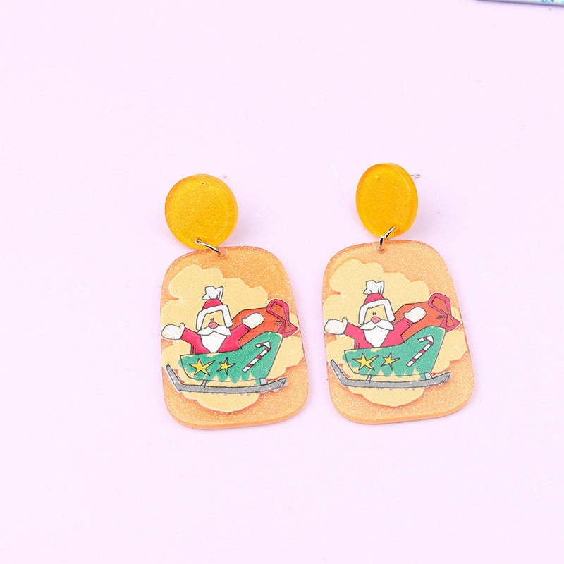 Wholesale Christmas Tree Santa Claus Snowman Acrylic Earrings