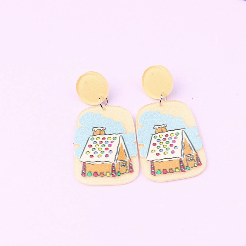 Wholesale Christmas Tree Santa Claus Snowman Acrylic Earrings