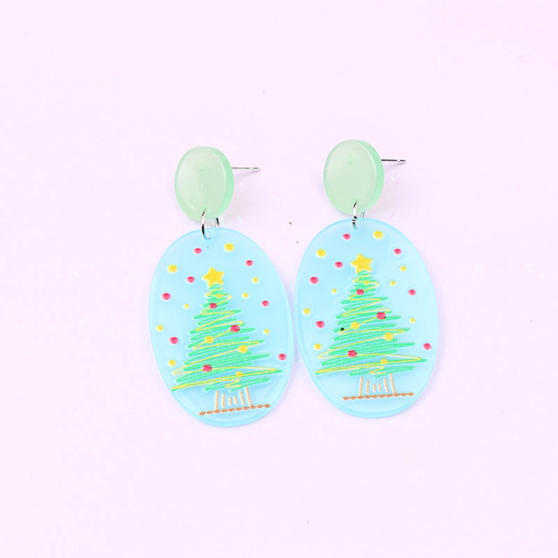 Wholesale Christmas Tree Santa Claus Snowman Acrylic Earrings