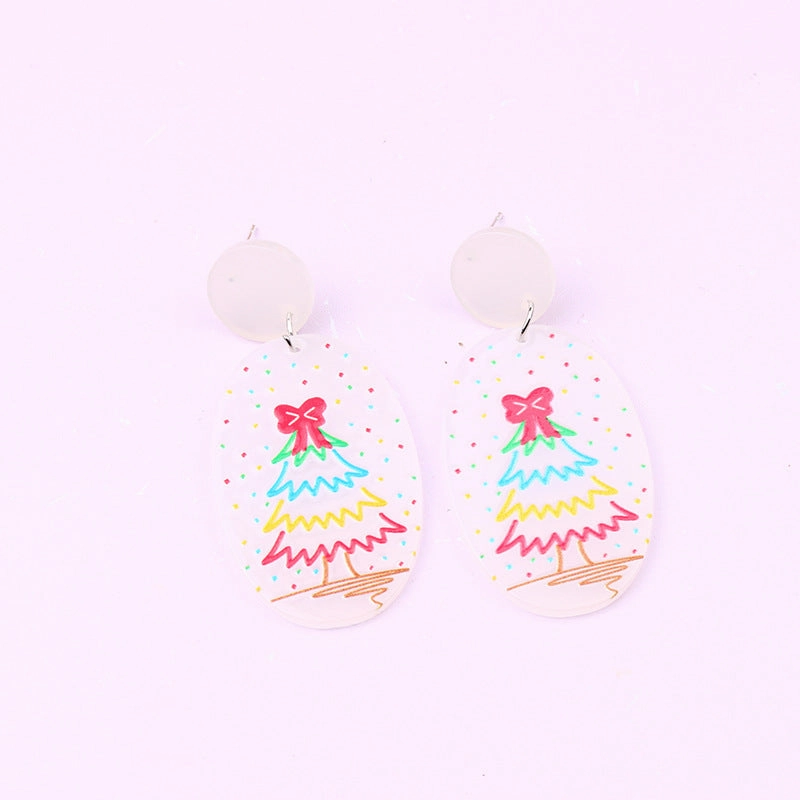 Wholesale Christmas Tree Santa Claus Snowman Acrylic Earrings