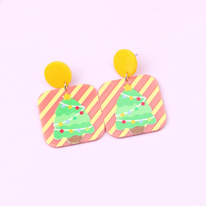 Wholesale Christmas Tree Santa Claus Snowman Acrylic Earrings