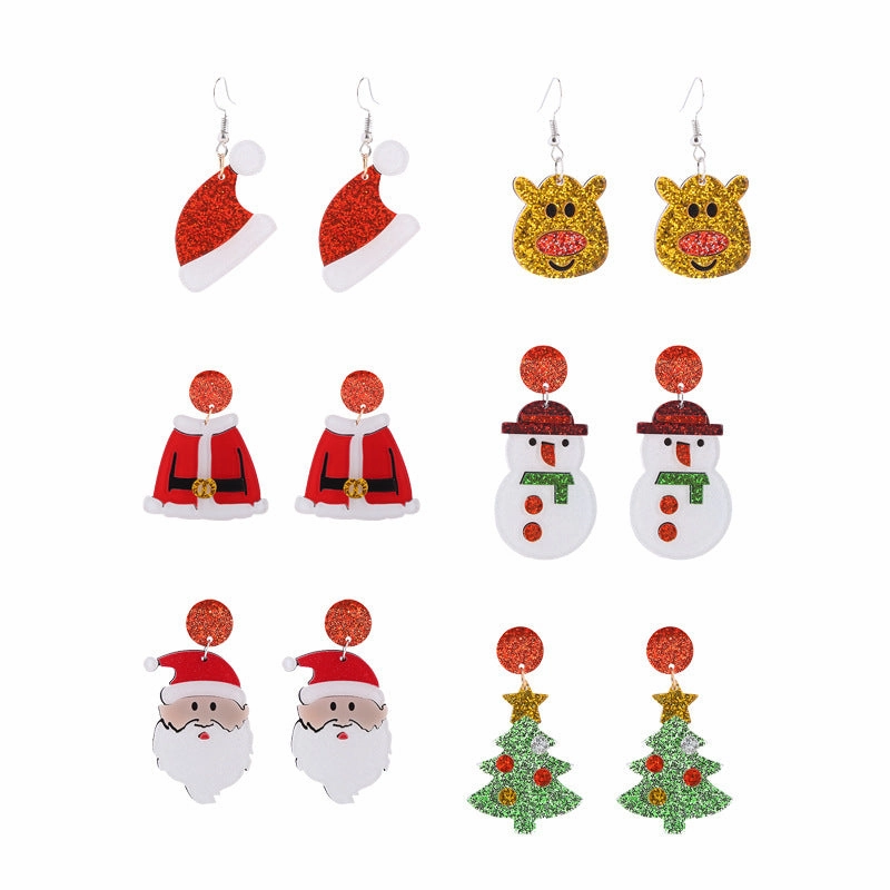 Wholesale Christmas Tree Santa Hat Clothes Acrylic Earrings