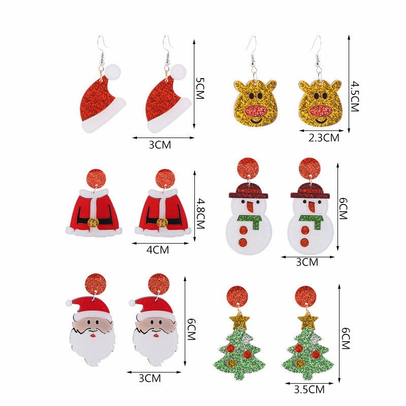 Wholesale Christmas Tree Santa Hat Clothes Acrylic Earrings
