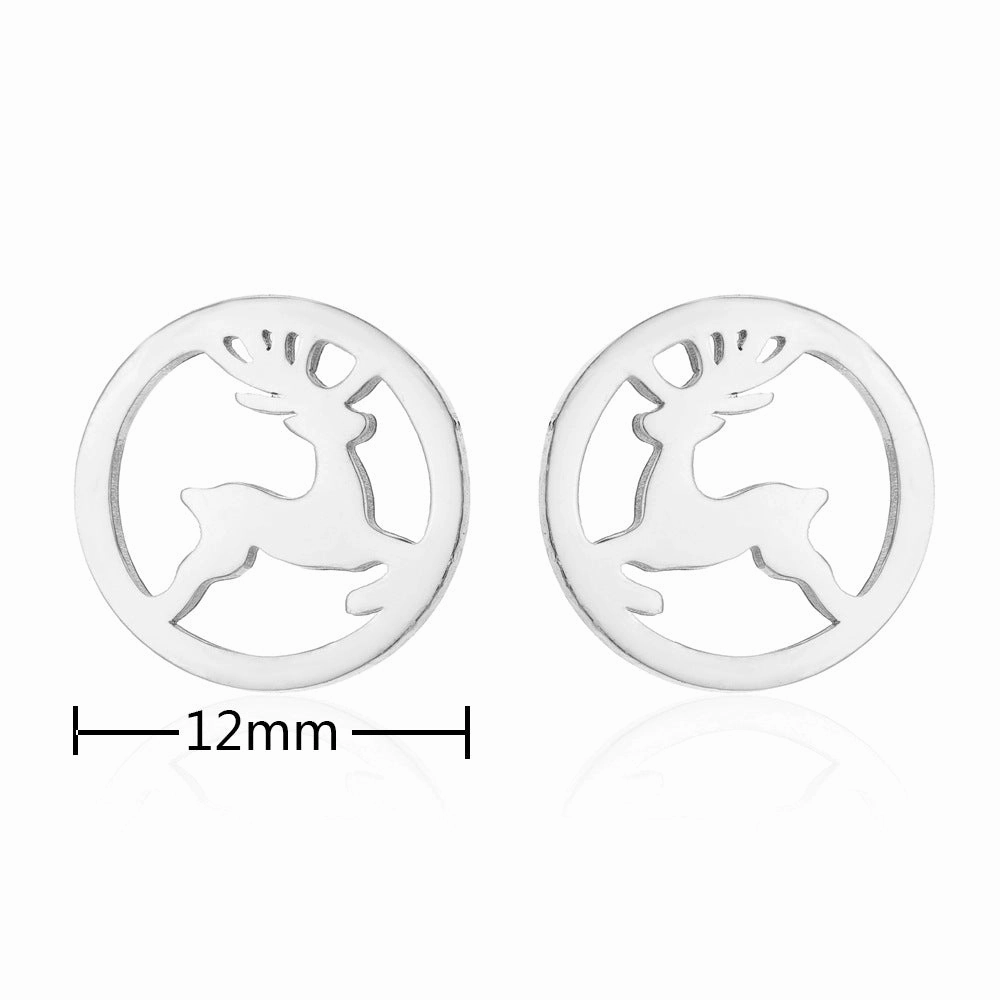 Wholesale Christmas Tree Snowflake Elk Earrings Set  Titanium Steel Earrings