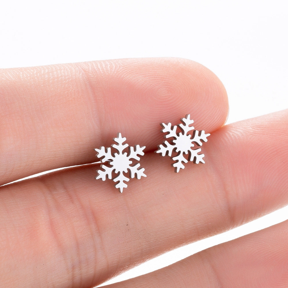 Wholesale Christmas Tree Snowflake Elk Earrings Set  Titanium Steel Earrings