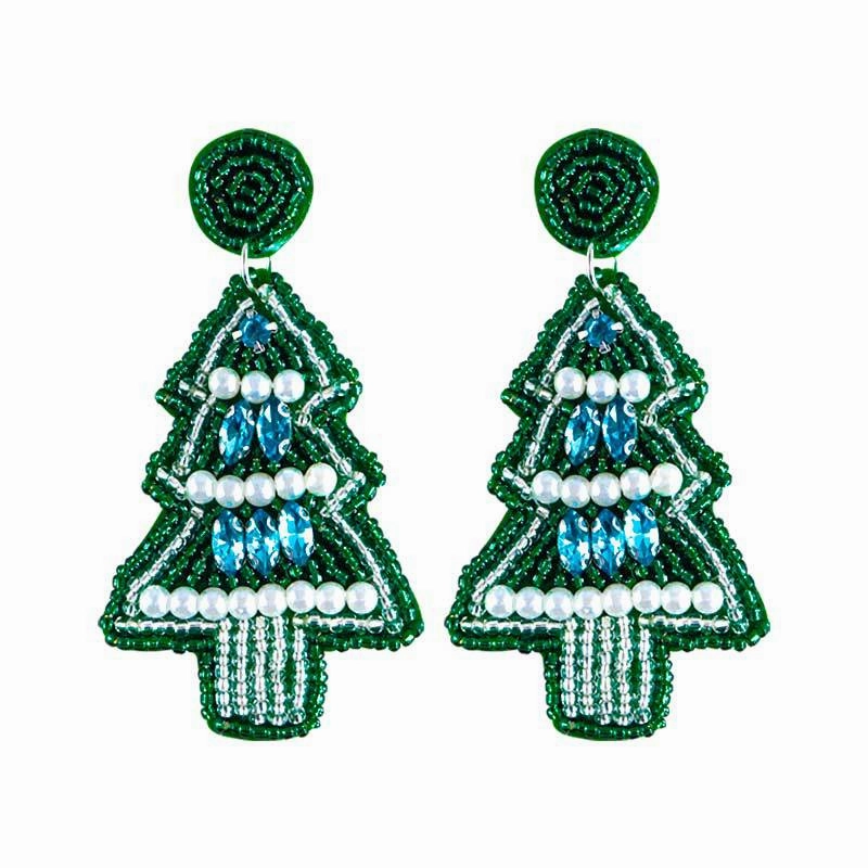 Wholesale Christmas Tree Snowflake Handmade Resin Rice Ball Earrings