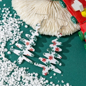 Wholesale Christmas Tree Snowflake Leather Earrings