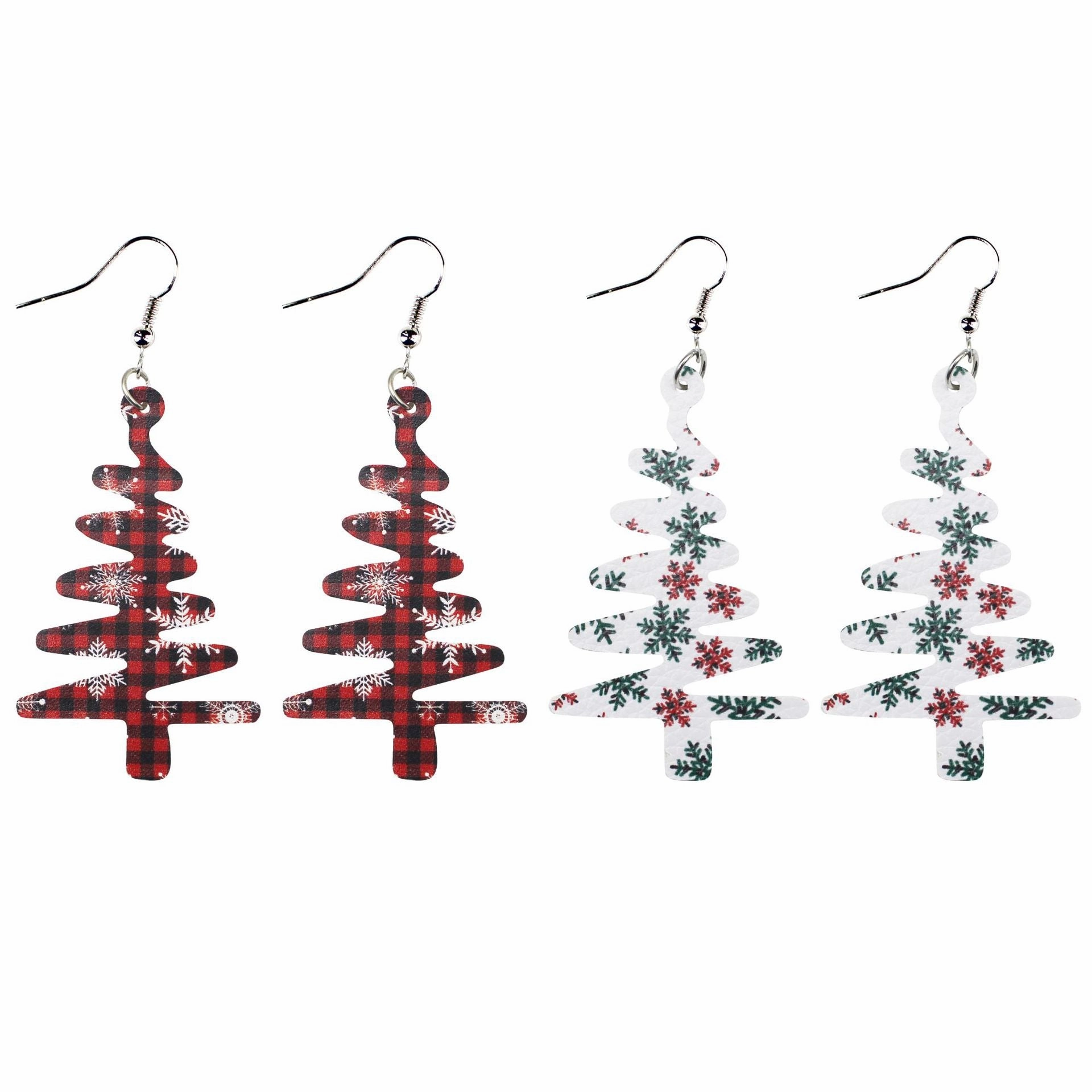 Wholesale Christmas Tree Snowflake Leather Earrings