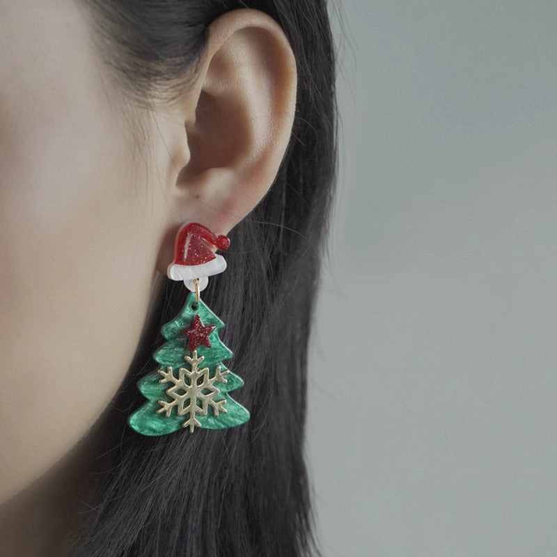 Wholesale Christmas Tree Snowflakes Christmas Hat Stars Acrylic Earrings