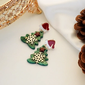 Wholesale Christmas Tree Snowflakes Christmas Hat Stars Acrylic Earrings
