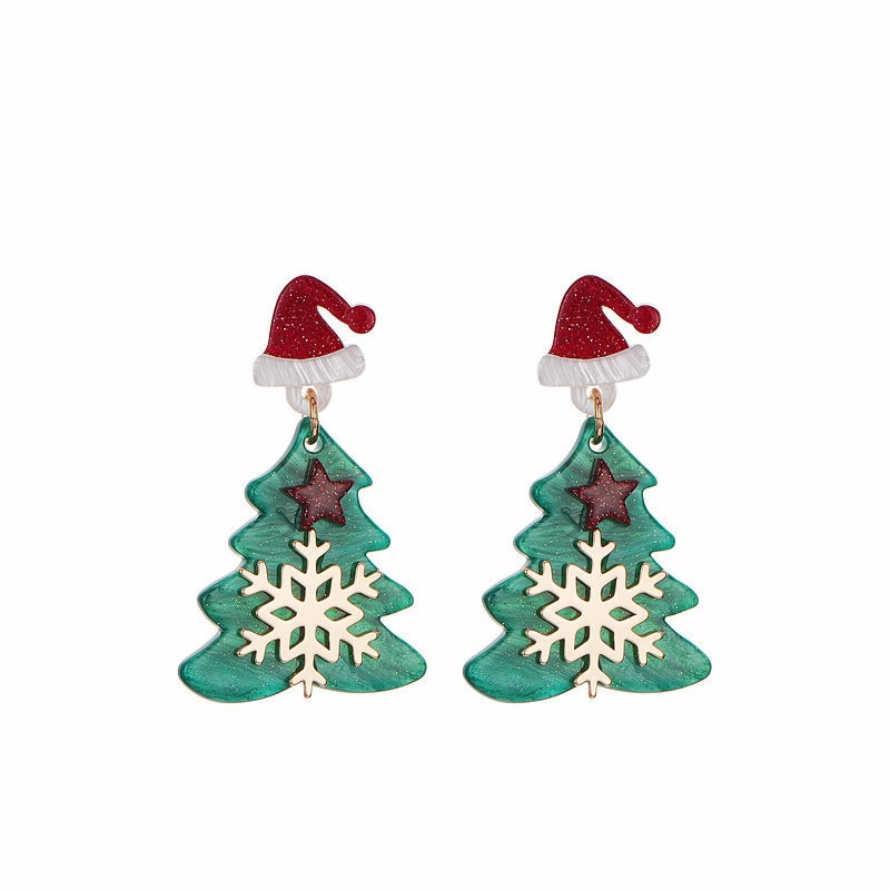 Wholesale Christmas Tree Snowflakes Christmas Hat Stars Acrylic Earrings