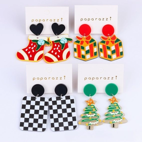 Wholesale Christmas Tree Socks Acrylic Earrings