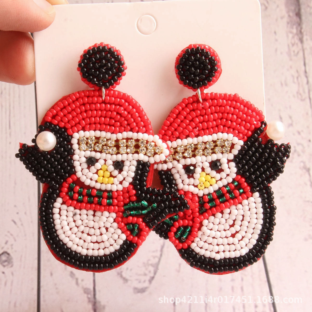 Wholesale Christmas Tree Style Rice Bead Earrings