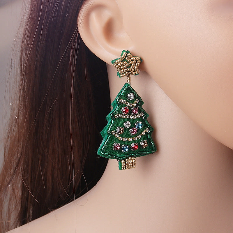 Wholesale Christmas Tree Style Rice Bead Earrings